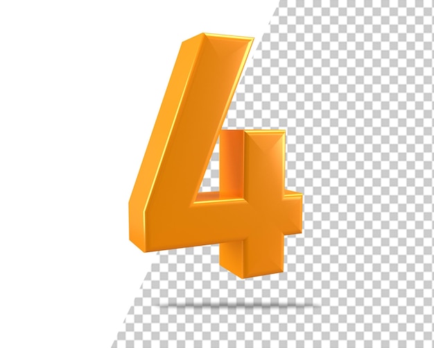 Four number 4 icon 3d render