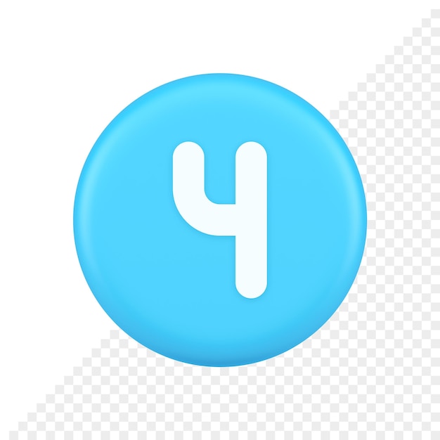 four number blue round button keyboard interface financial calculation service 3d icon