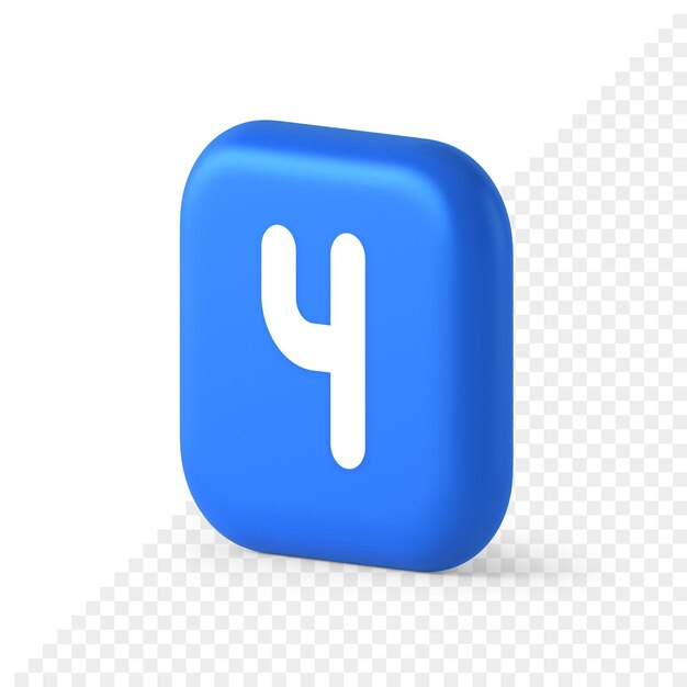 PSD four number blue squared button keyboard interface financial calculation service 3d isometric icon