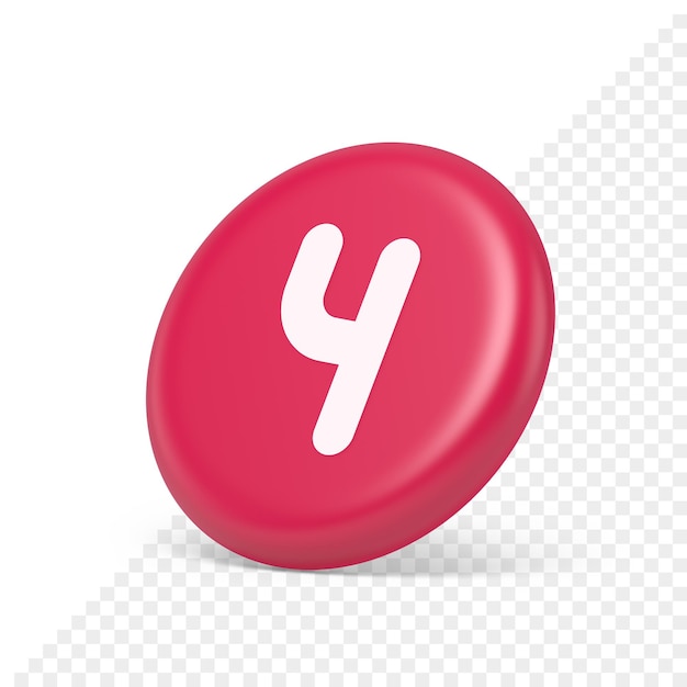 Четыре номера розовой круглой кнопки интерфейса клавиатуры службы финансовых расчетов 3d значок сбоку