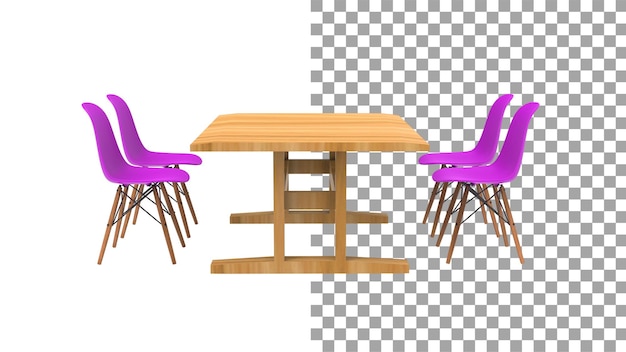 PSD four pink nordic chair without shadow 3d render