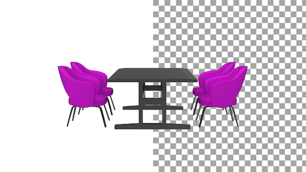 Four pink swivel chair without shadow 3d render