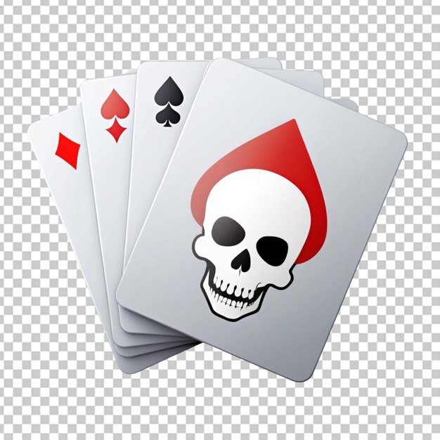 PSD four poker cards with skull