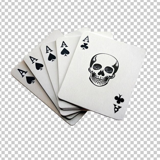 PSD four poker cards with skull