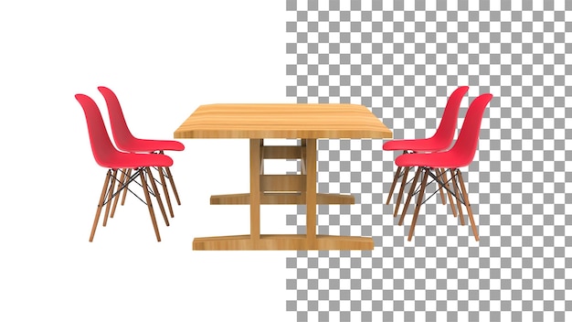 Four red nordic chair without shadow 3d render