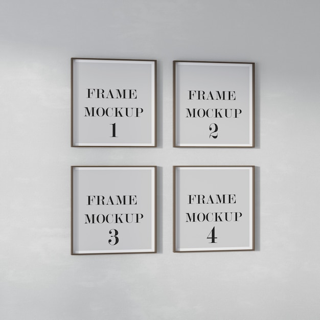 Four square frames mockup on the wall