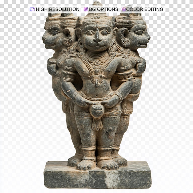 FourHeaded Deity Sculpture Facing All Directions in Stone