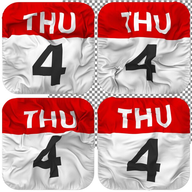 PSD fourth 4th thursday date calendar icon isolated four waving style bump texture 3d rendering