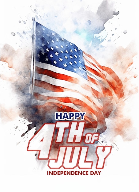 Знамя празднования Дня независимости США четвертого июля с вечеринкой с американским флагом