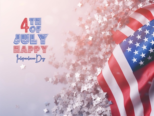PSD striscione per la celebrazione del giorno dell'indipendenza usa del 4 luglio con festa con motivo a bandiera americana