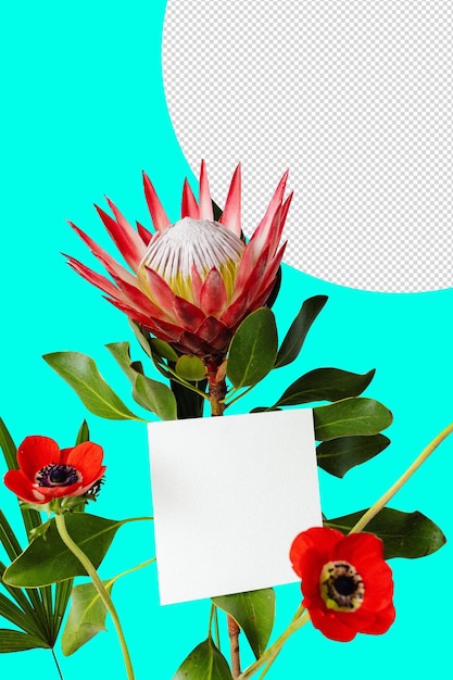 Fower met een papieren notitie PNG