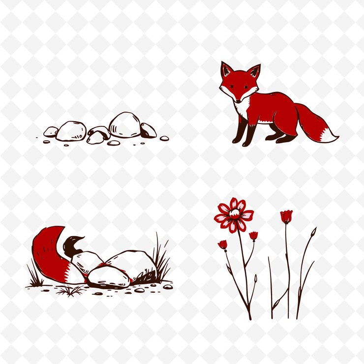 PSD fox and the easter eggs in the garden