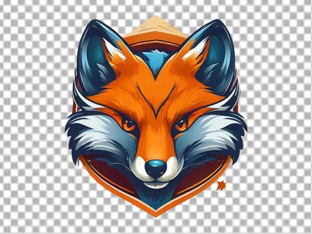 PSD fox head logo on transparent background