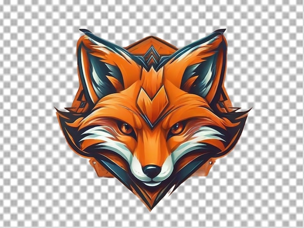 PSD fox head logo on transparent background