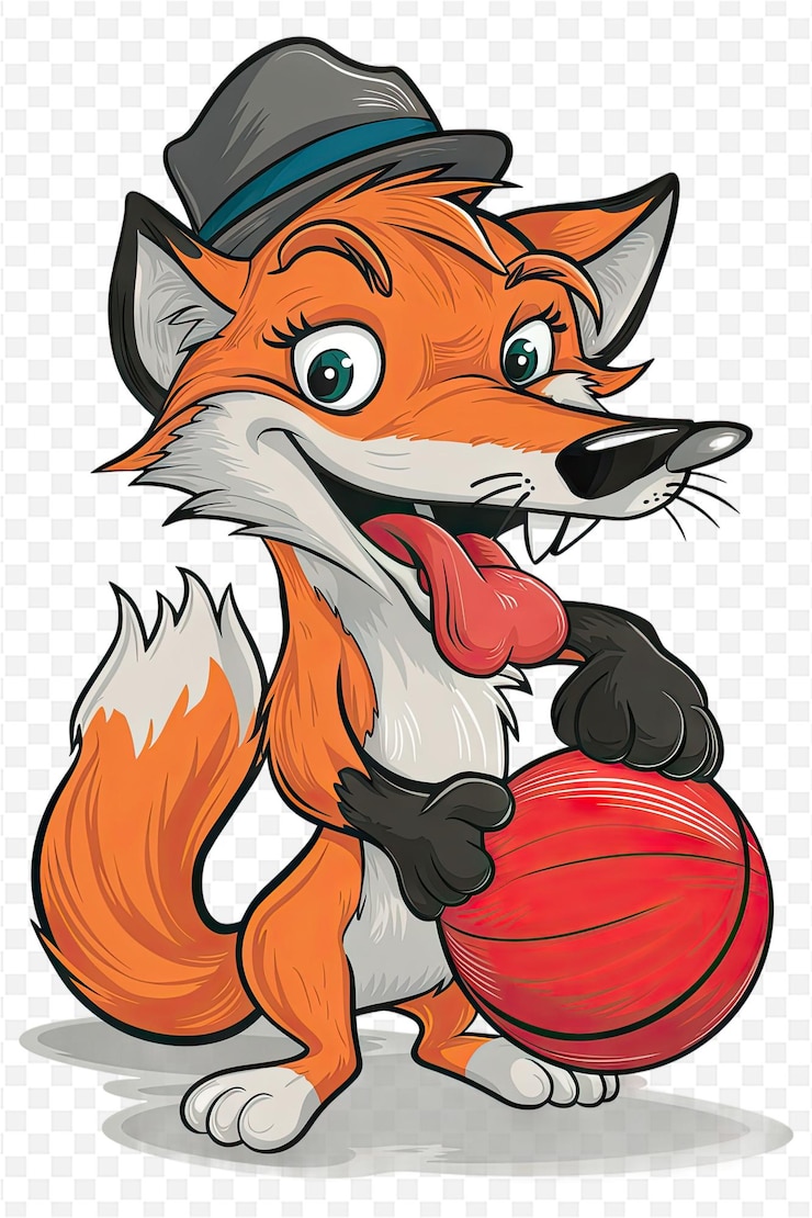 PSD a fox with a ball in its mouth