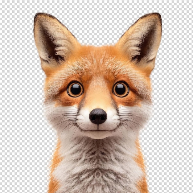 PSD a fox with a black nose and a white background
