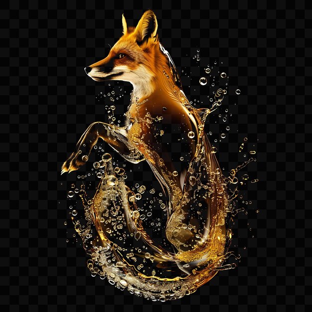 PSD a fox with a splash of water in its mouth