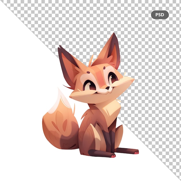 PSD a fox with a stick in his mouth
