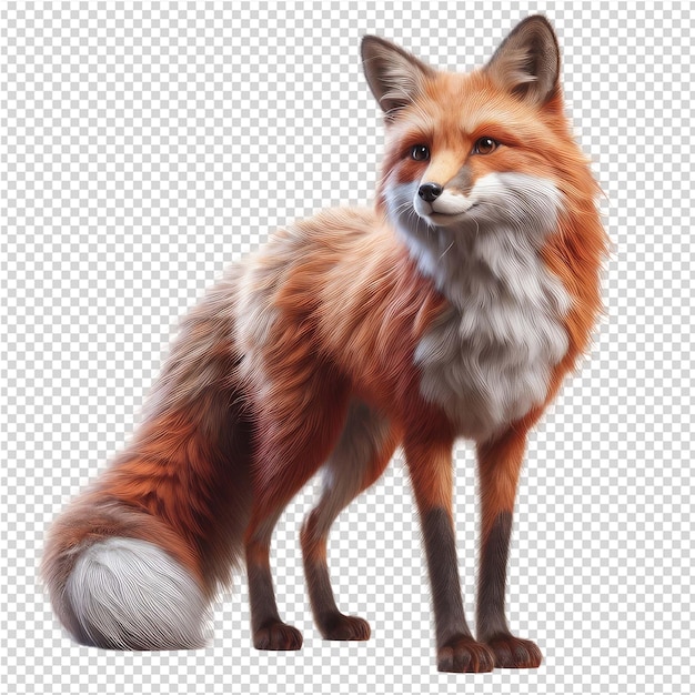 PSD a fox with a white patch on its fur