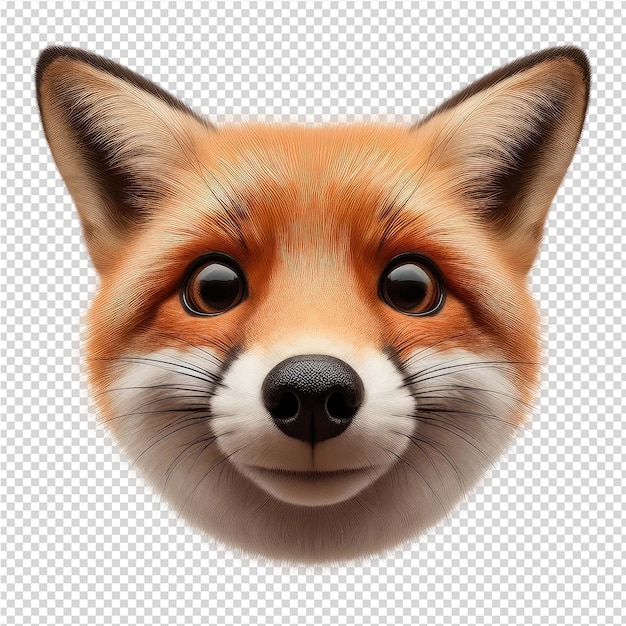 PSD a foxs face is shown on a transparent background