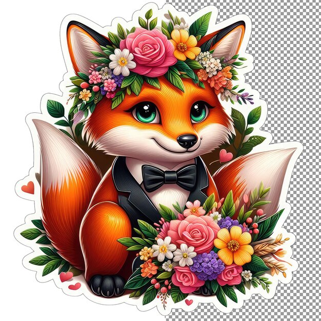 PSD foxy charm adorable and playful sticker