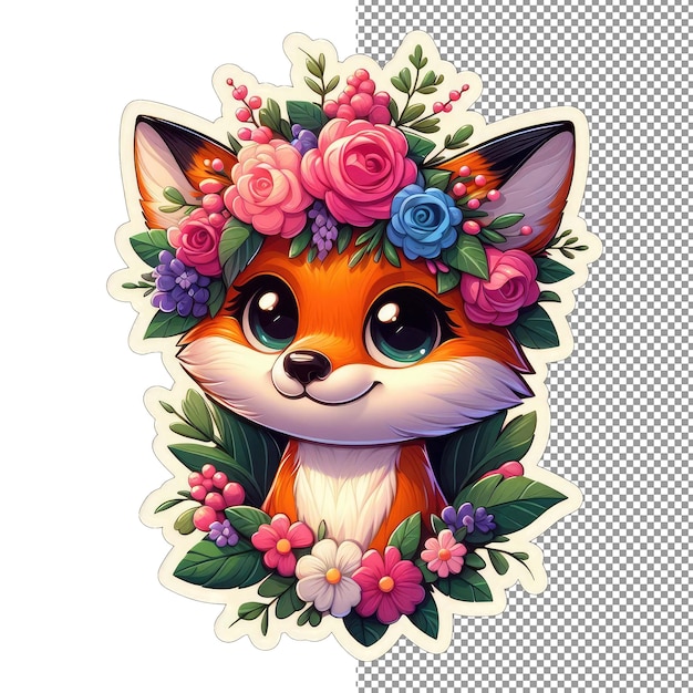 PSD foxy charm schattige en speelse sticker