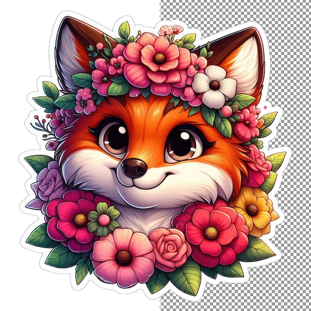 PSD foxy charm schattige en speelse sticker