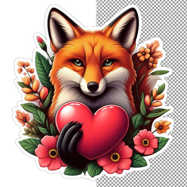 PSD foxy love heart in paws adesivo