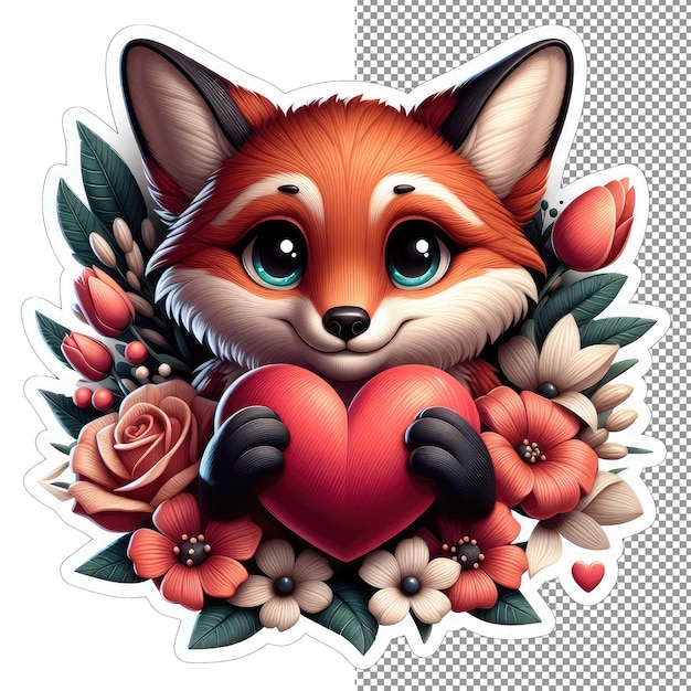 PSD foxy love heart w paws sticker