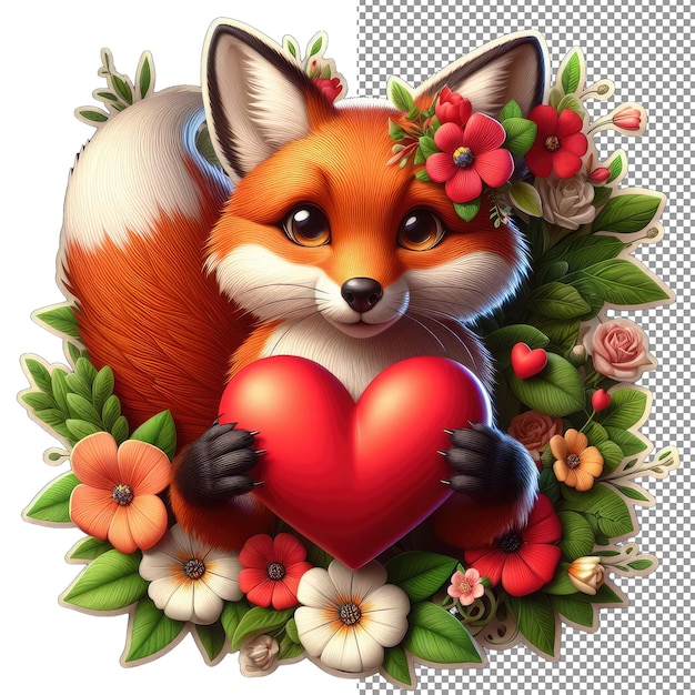 PSD foxy love heart w paws sticker