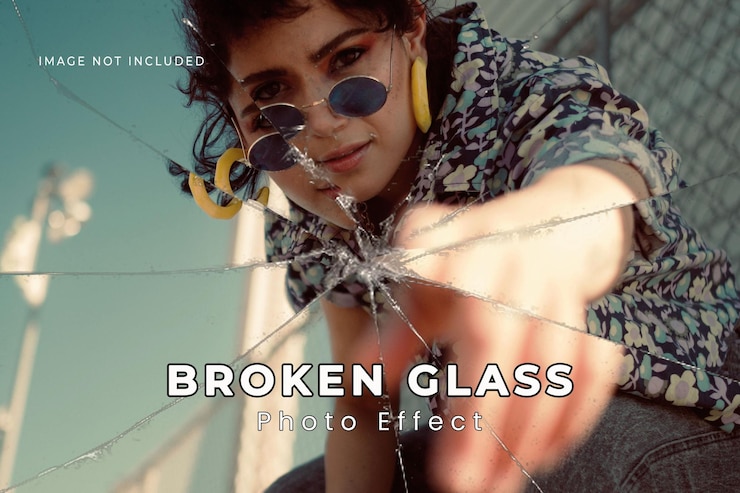 PSD fractal broken mirror glass texture photo effect template