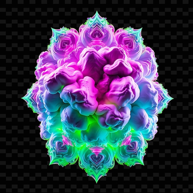Fractal Cumulonimbus Cloud with Geometric Patterns Recursive Details and Intri_Isolated_Neon_Objectc