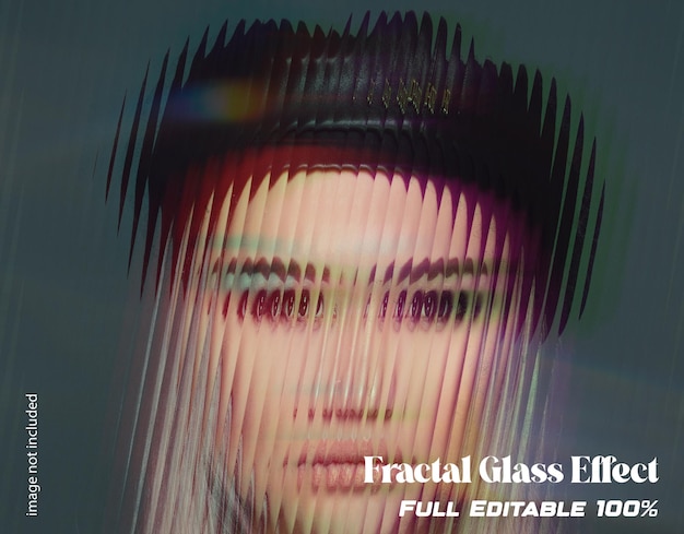PSD fractal glass-effect met hologramtextuur