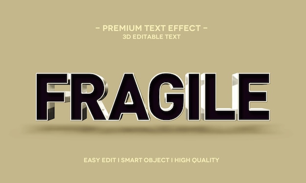 Fragile 3d text style effect template