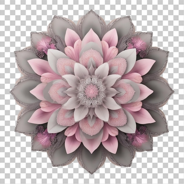 PSD fraktalny projekt mandali z wzorem kwiatów lilii izolowanym na przezroczystym tle