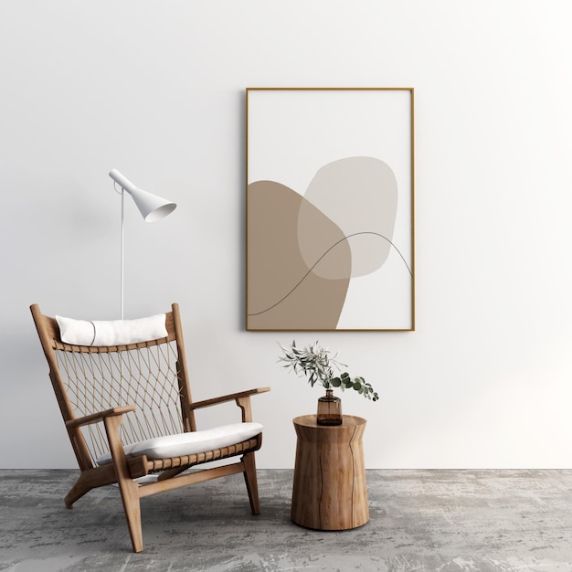 Frame and armchair mockup design in 3d rendering