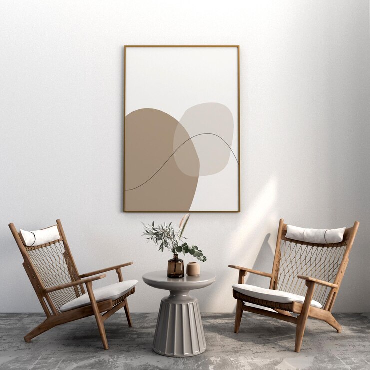 frame and armchairs mockup design in 3d rendering