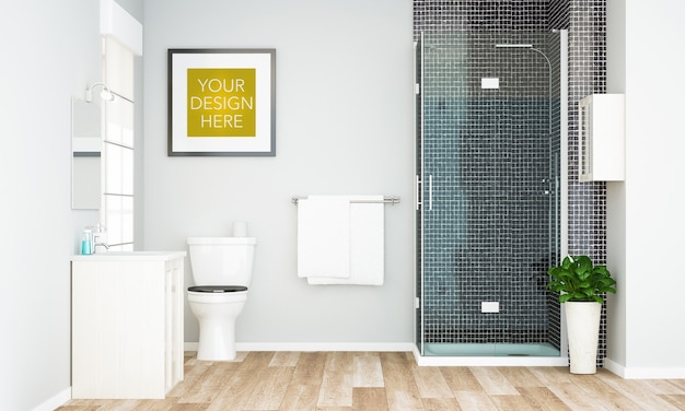 PSD frame on a bathroom mockup