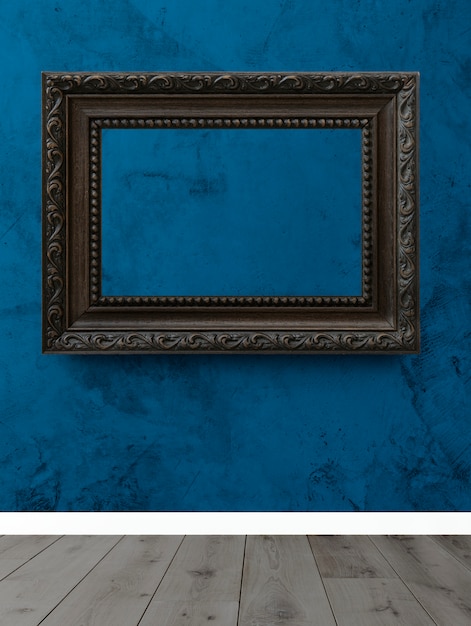 PSD frame on a blue wall