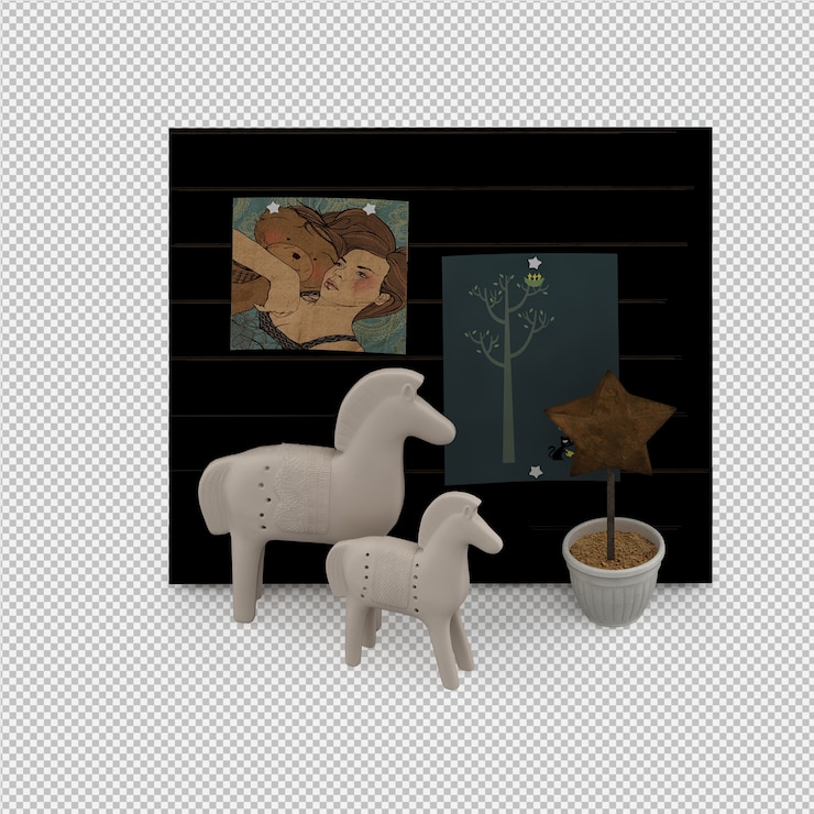 PSD frame board and hourses and small plant 3drender