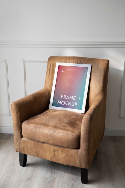 PSD frame on chair indoors mockup