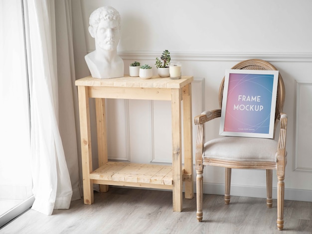 PSD frame on chair indoors mockup