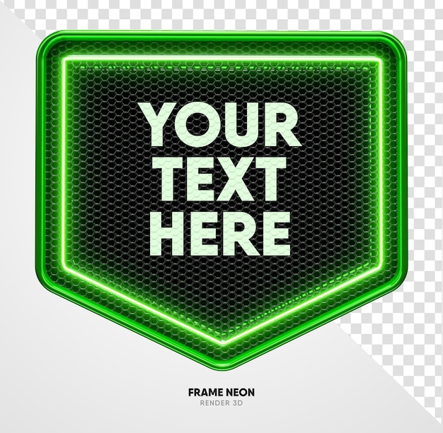 Frame groen met raster en neontextuur in realistische 3D-weergave met transparante achtergrond
