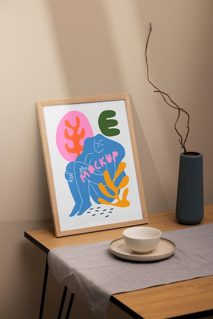 Frame on the kitchen countertop mockup