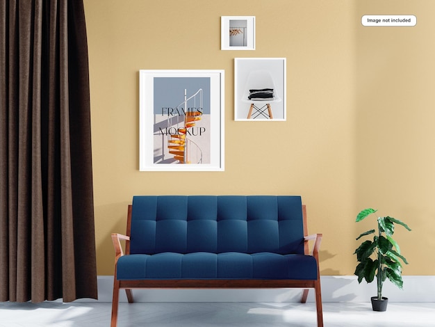 PSD frame in living room mockup