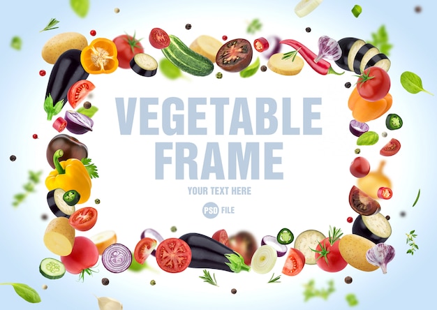 Frame made of different vegetables