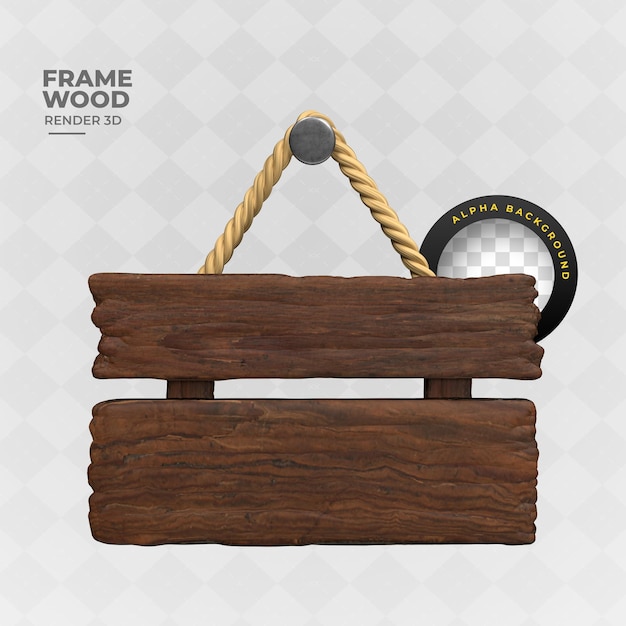 Frame met hout en touw in 3D-realistische render