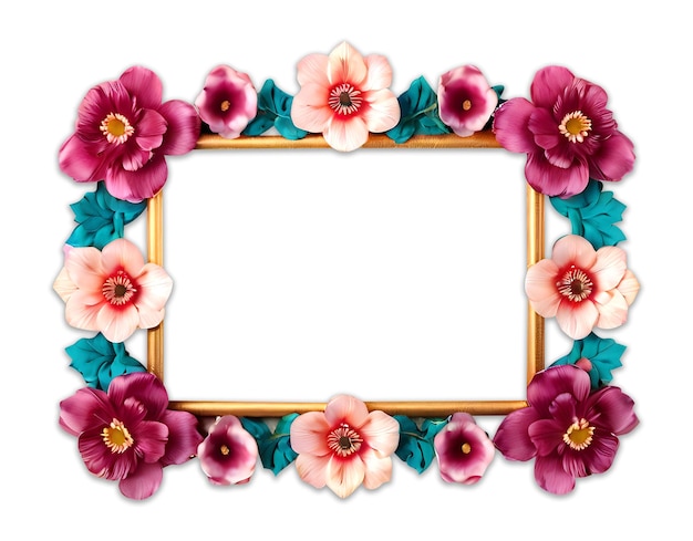 PSD frame mirror with flowers transparent background psd