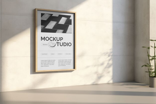 Frame mock-up op industriële muur