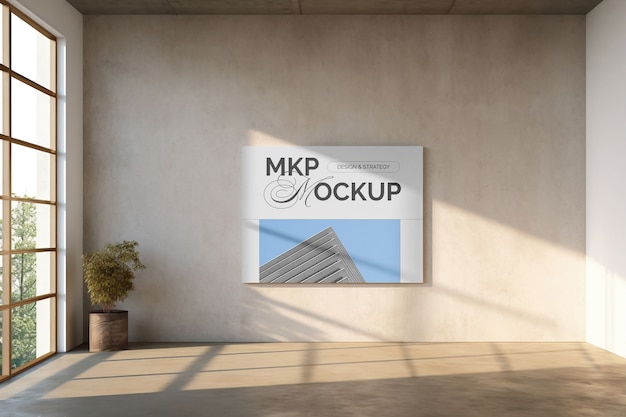 PSD frame mock-up op industriële muur